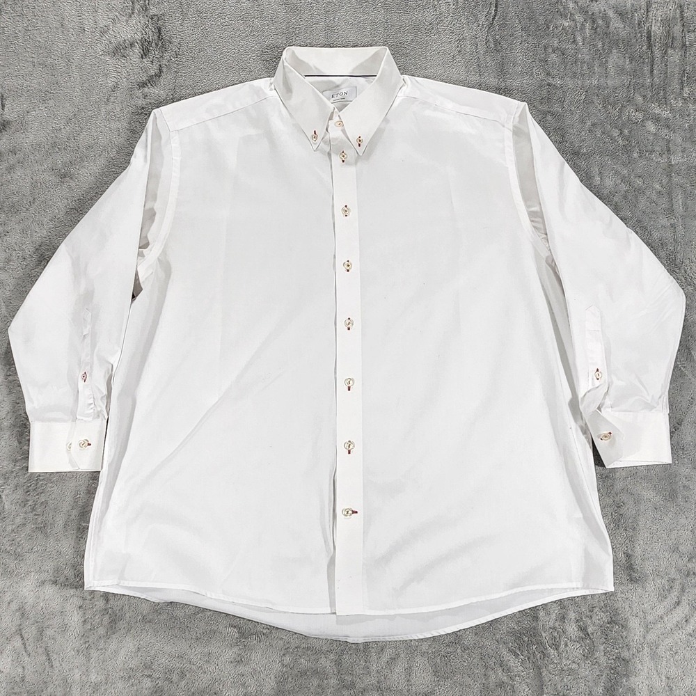 Eton Dress Shirt Mens 18.5‎ 34/35 White Custom Button Down Long Sleeve Cotton